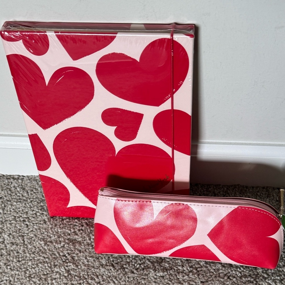 Kate Spade Sweet Hearts Take Note Notebook w Pencil Holder and Office Supplies